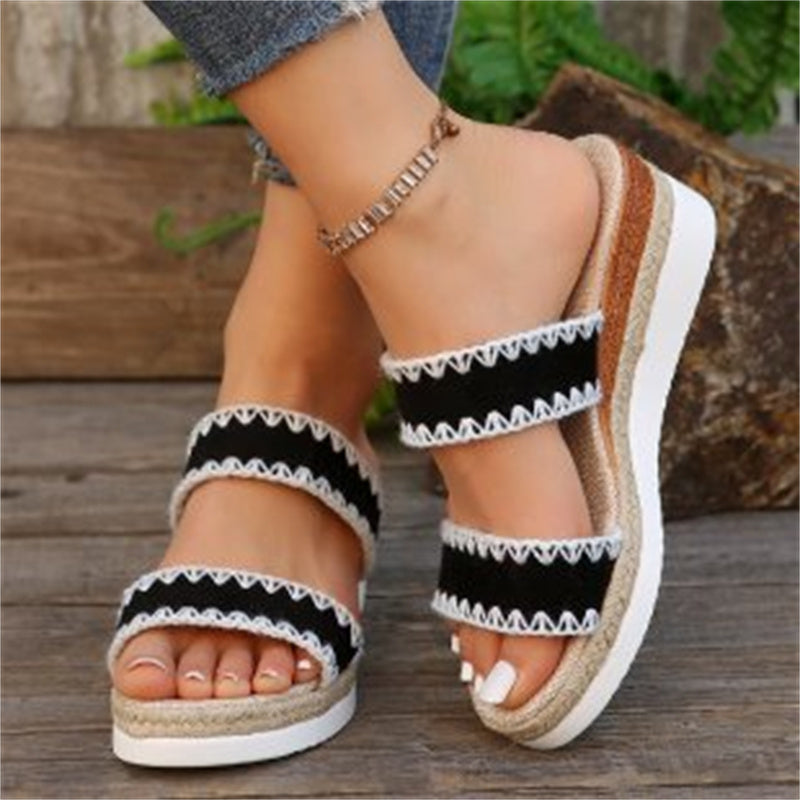 Women's Suede Woven Platform Slides